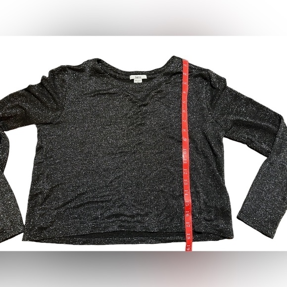 Bar III Long Sleeve Black and Silver Metallic Tee M - Picture 2 of 4